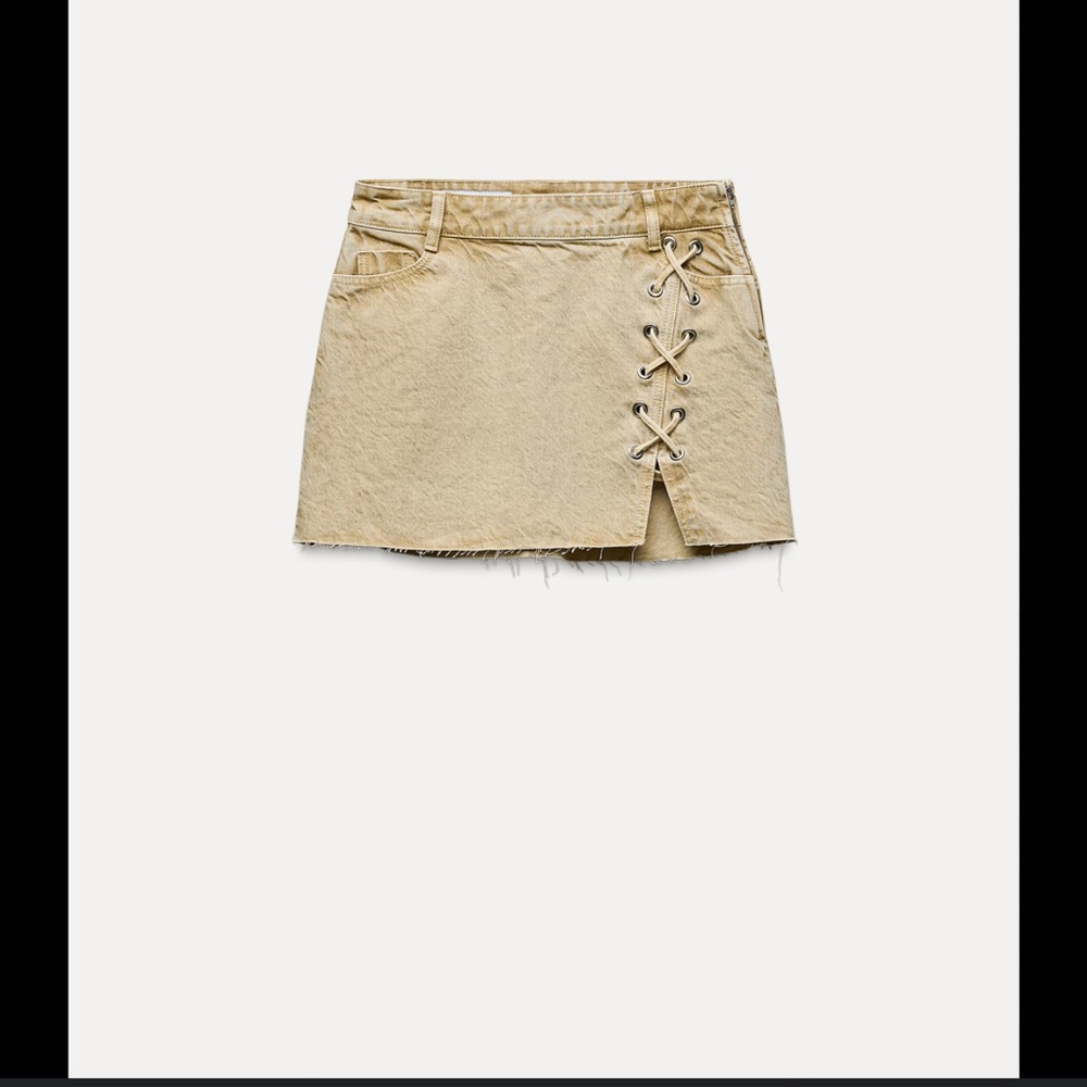 Zara Tan Tie Front Pencil Skirt